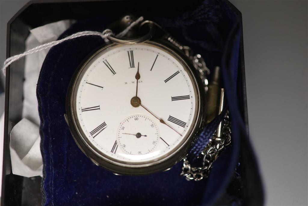 A late Victorian silver-cased pocket watch and sundry items,